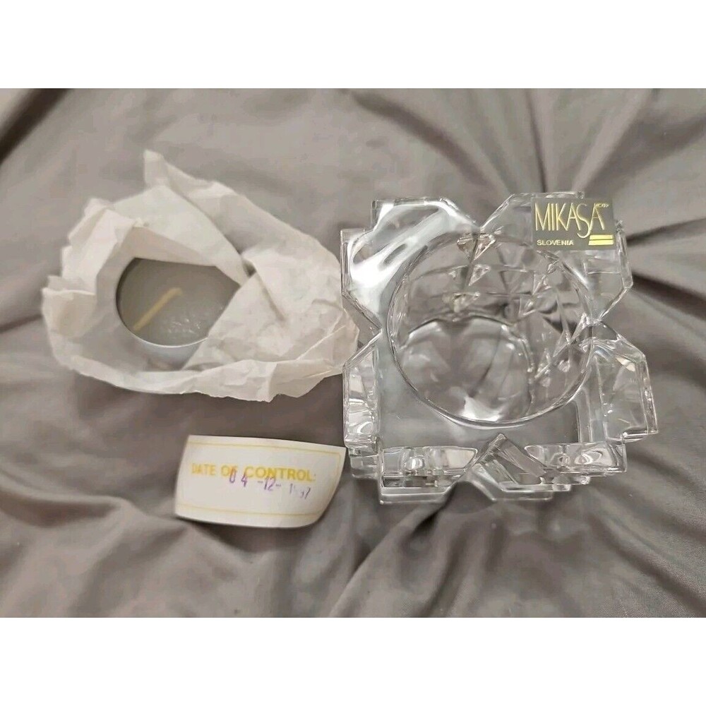 SKYLIGHT BY MIKASA CLEAR GLASS CUBE VOTIVE HOLDER 3" NEW IN BOX